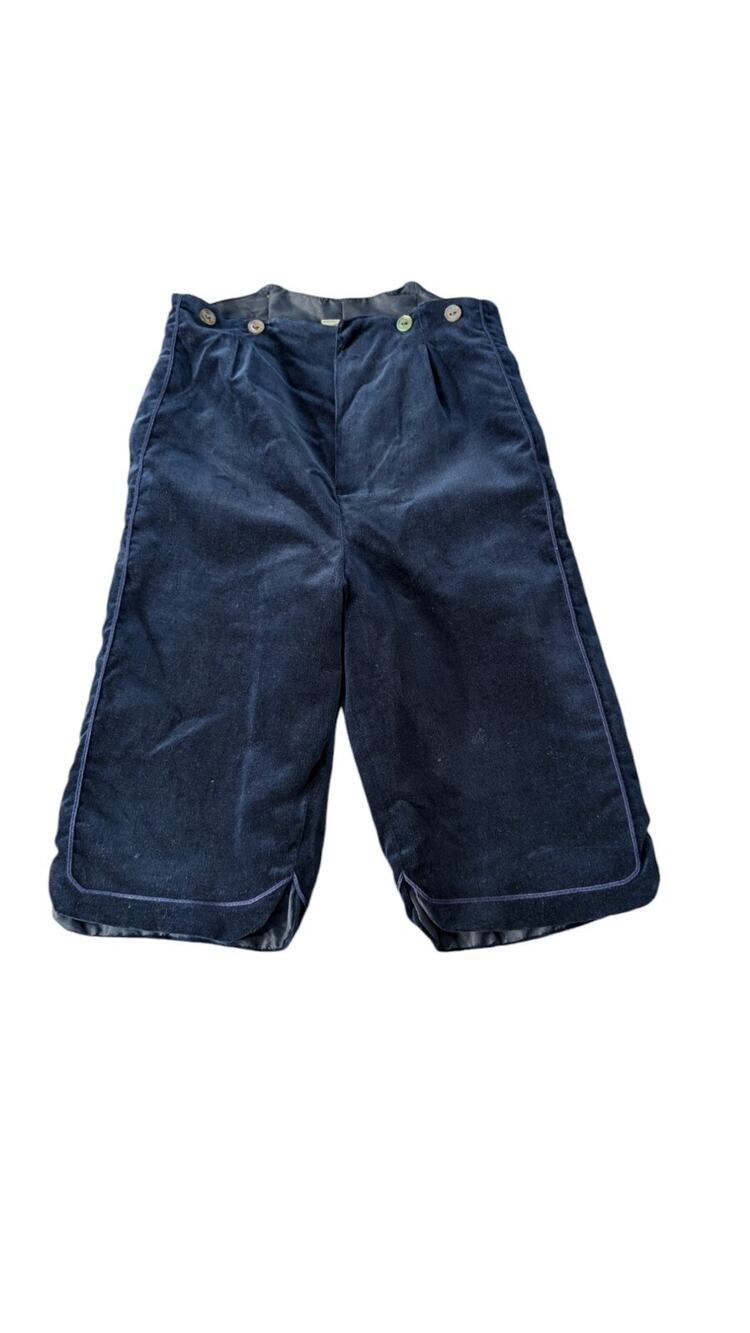 Laura Ashley Blue Velvet Cropped Bloomer Pants 7-8 Years Made In Ireland H